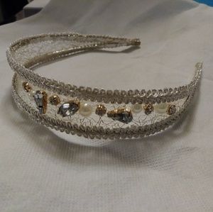 Mesh One-sided Pearl & Jeweled Headband